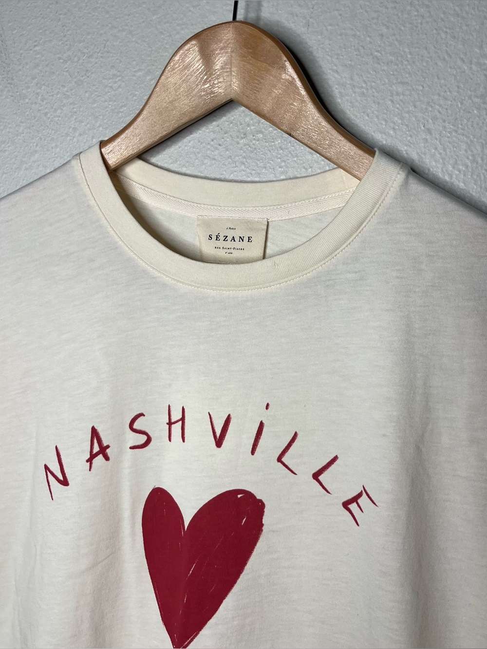 NEW Sezane Ivory Nashville Loves Paris Graphic Tee Shirt Size Small - Picture 4 of 7